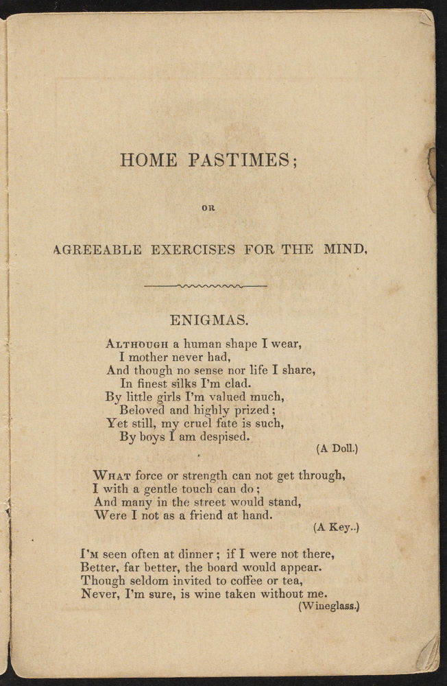 Scan 0005 of Home pastimes, or, Agreeable exercises for the mind