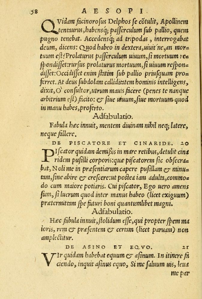 Scan 0062 of Aesopi Phrygis et aliorum fabulae