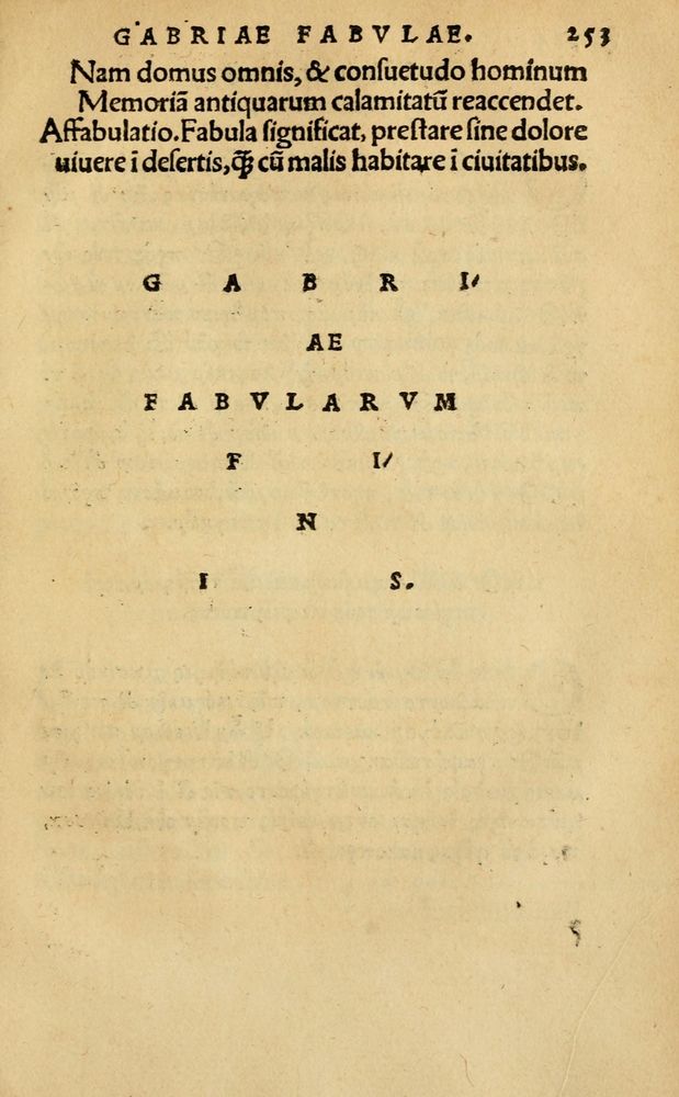 Scan 0259 of Aesopi Phrygis Fabellae Graece & Latine, cum alijs opusculis, quorum index proxima refertur pagella.