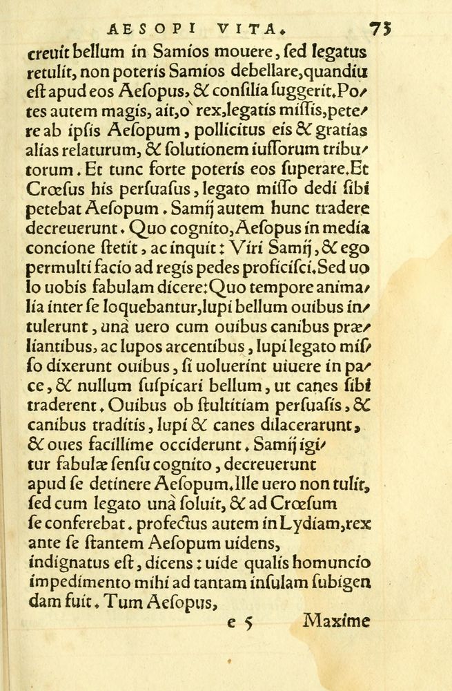 Scan 0077 of Aesopi Phrygis fabellae græce & latine