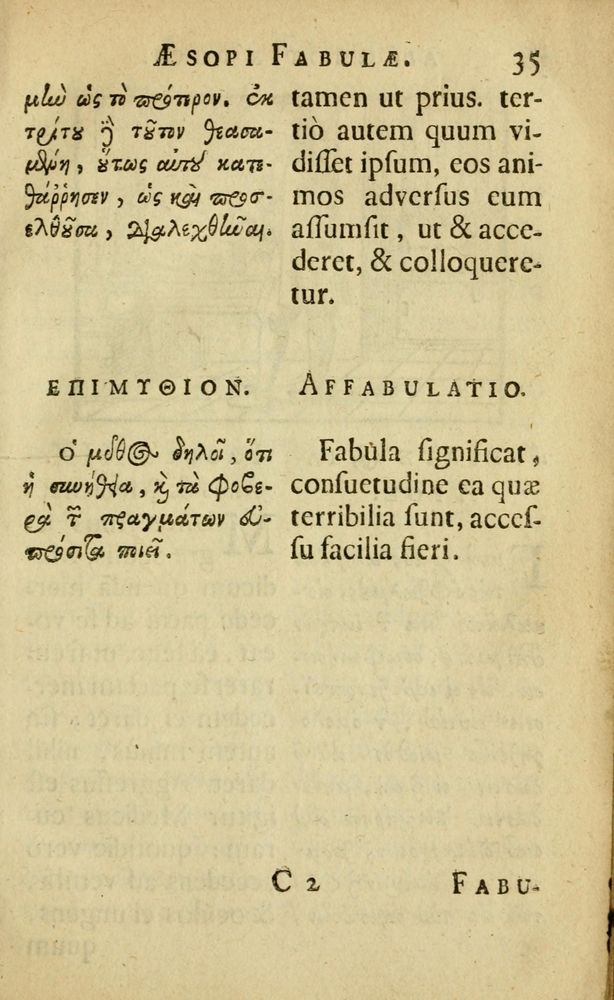 Scan 0039 of Fabulæ Æsopi Graecè & Latinè, nunc denuo selectæ