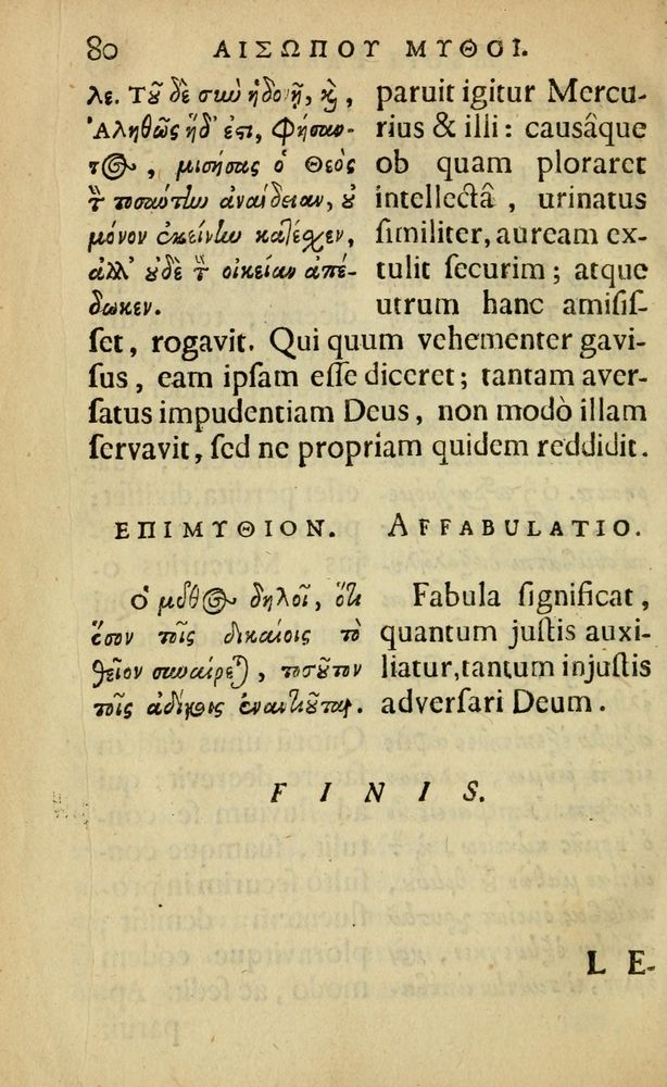 Scan 0084 of Fabulæ Æsopi Graecè & Latinè, nunc denuo selectæ