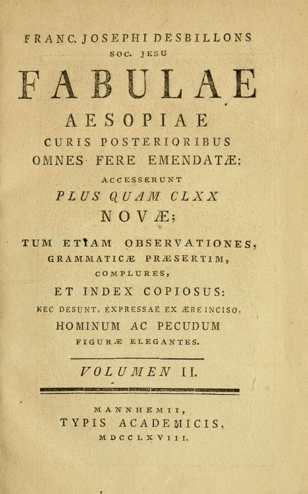 Scan 0011 of Fabulae Aesopiae curis posterioribus omnes fere, emendatae