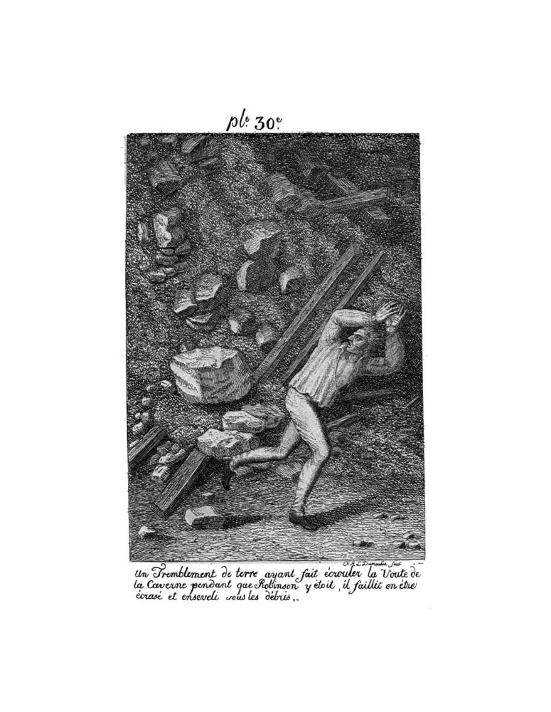 Scan 0065 of Collection de cent-cinquante gravures représentant et formant une suite non interrompue des voyages et aventures surprenantes de Robinson Crusoé