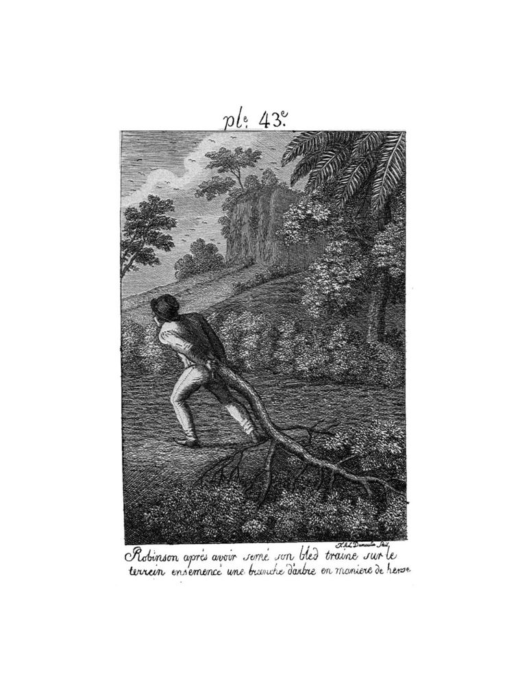 Scan 0091 of Collection de cent-cinquante gravures représentant et formant une suite non interrompue des voyages et aventures surprenantes de Robinson Crusoé