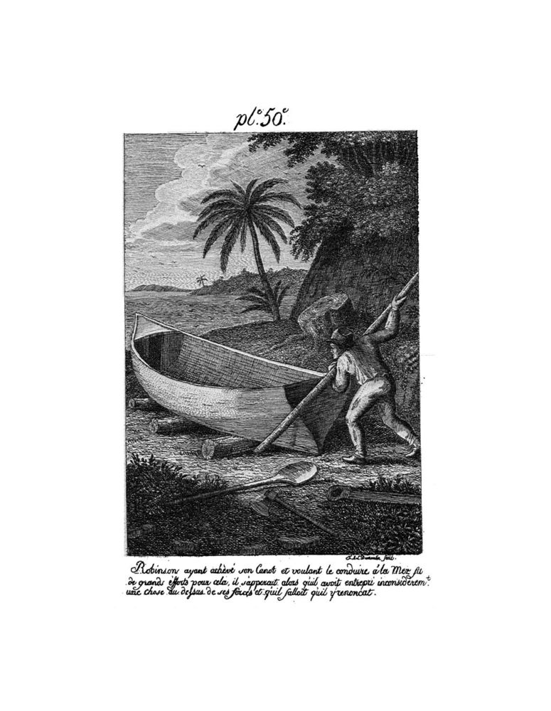 Scan 0105 of Collection de cent-cinquante gravures représentant et formant une suite non interrompue des voyages et aventures surprenantes de Robinson Crusoé