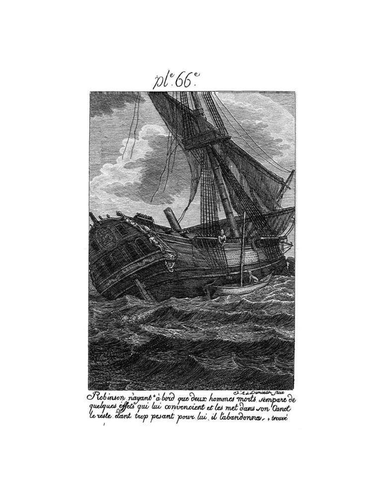 Scan 0137 of Collection de cent-cinquante gravures représentant et formant une suite non interrompue des voyages et aventures surprenantes de Robinson Crusoé